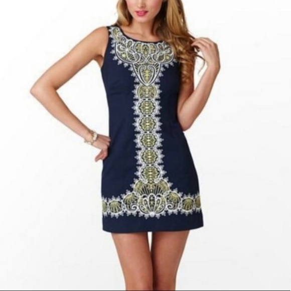 Lilly Pulitzer Delia Shift Dress True Navy Catch - Picture 9 of 9